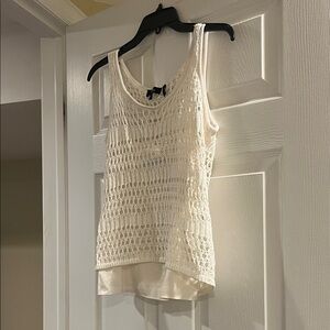 Theory Ivory Crochet Tank Top